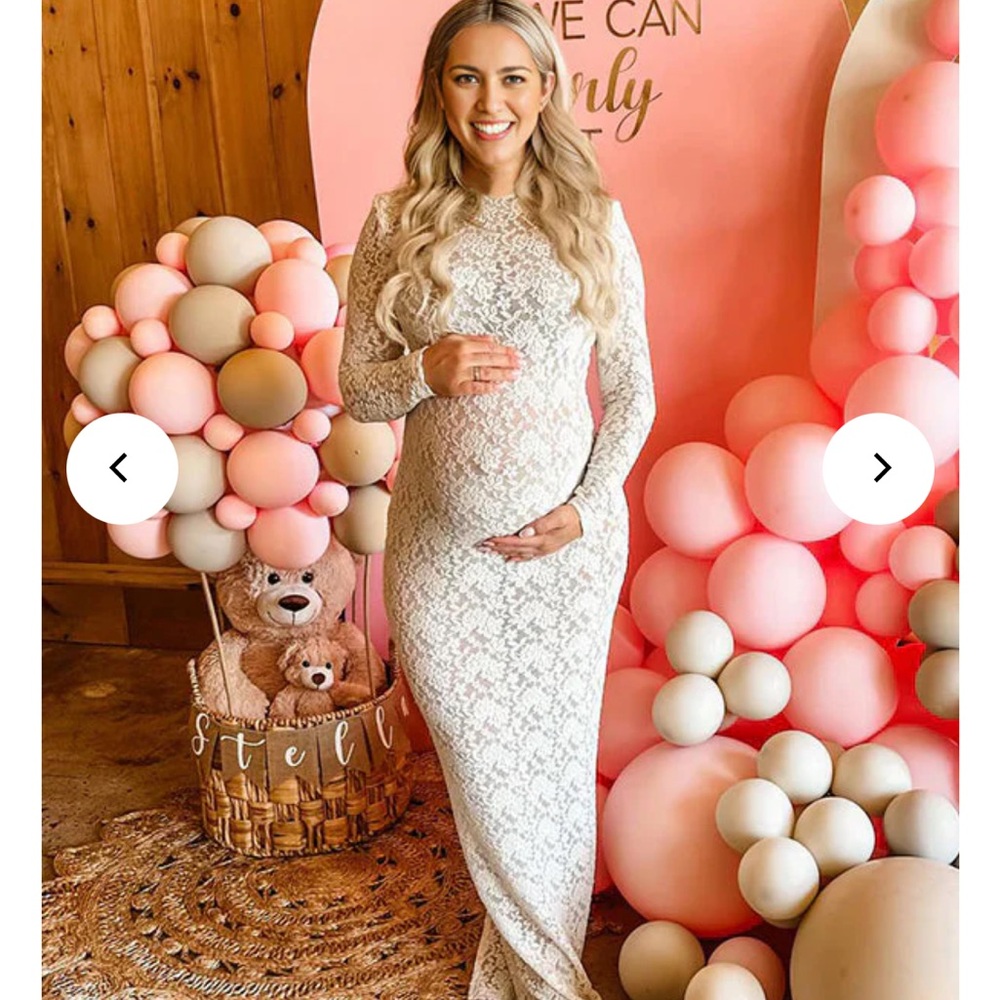 Elegant Cream Lace Maternity Dress
